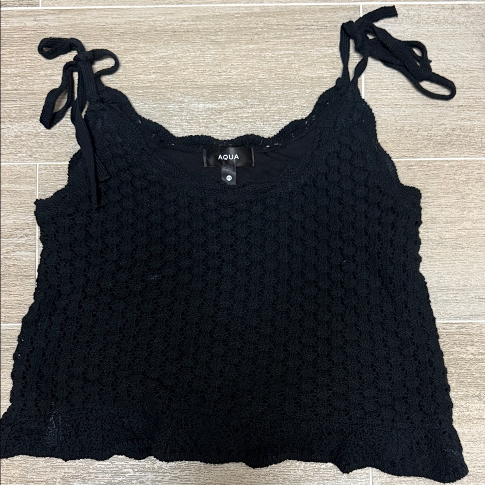 Aqua Black Crochet Camisole Top